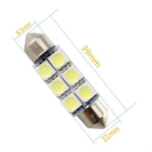 LED крушки 39mm 6SMD диода - 2 броя - бяла